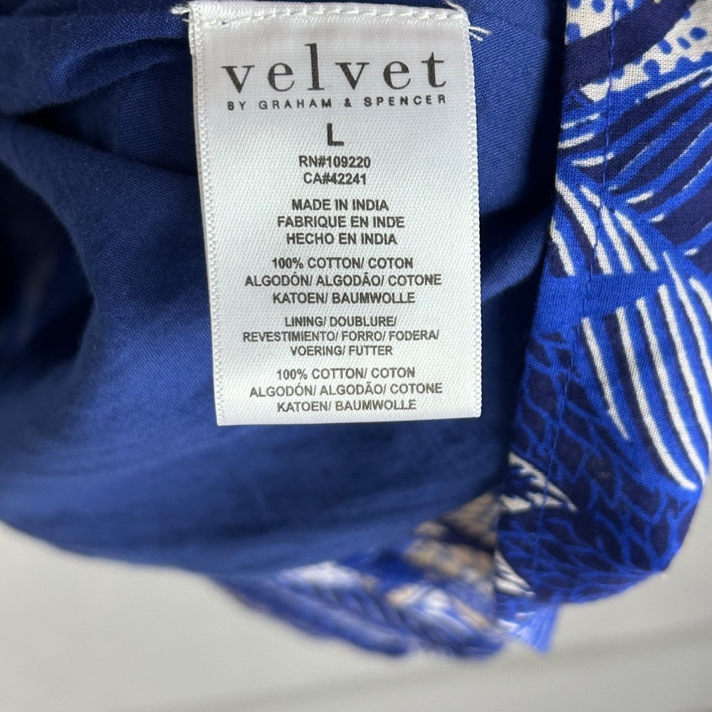 Velvet Graham & Spencer size L Zahara cami dress tiered cotton blue floral - Picture 13 of 14